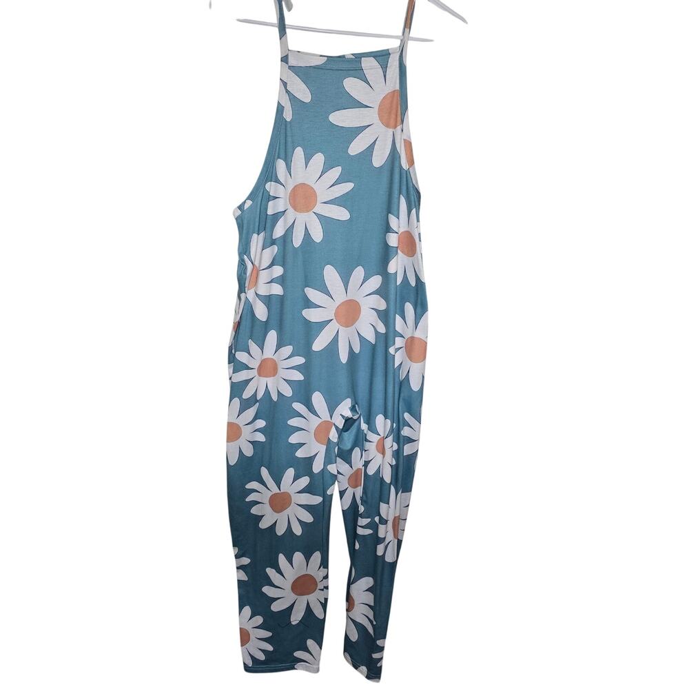 Unbranded Multicolor Floral Daisy 70s Mod Hippie Jumpsuit Wide Leg Sleeveless - Picture 2 of 7